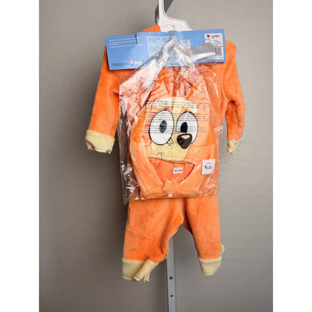 Bluey Bingo Toddler Costume 12-18 Months Plush Jumpsuit Hood Halloween NWT - Picture 4 of 4